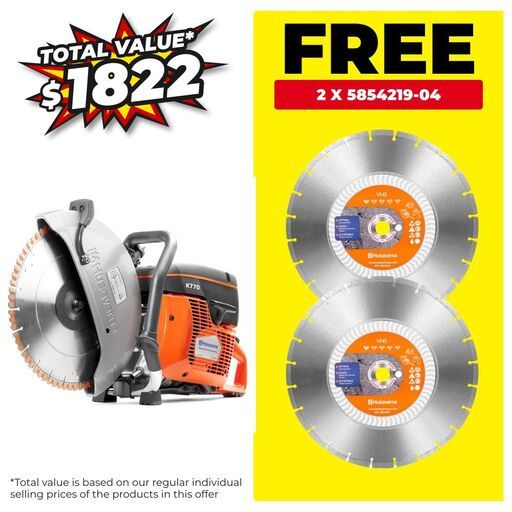 Husqvarna K770 14" (967682101) 3.7kW 350mm (14") Power Cutter Concrete Saw