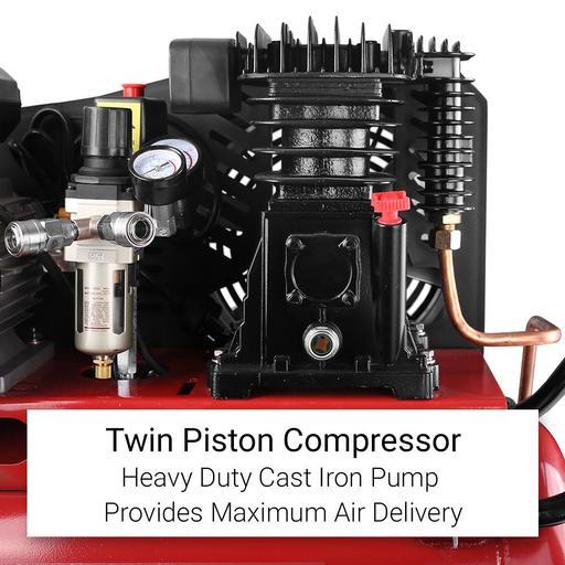Fendi F2550L 2.5HP 50L Twin Piston Belt Driven Air Compressor – image 4