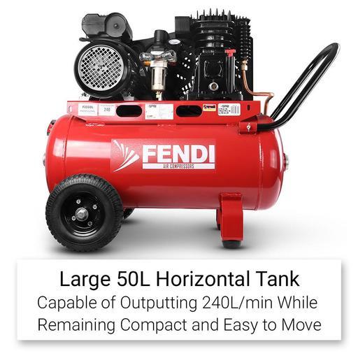 Fendi F2550L 2.5HP 50L Twin Piston Belt Driven Air Compressor – image 12