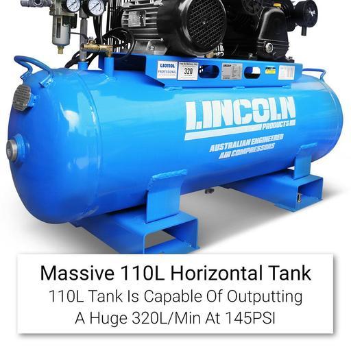 Lincoln L30110L 3.0HP 110L Triple Piston Twin Belt Driven Electric Air Compressor – image 6