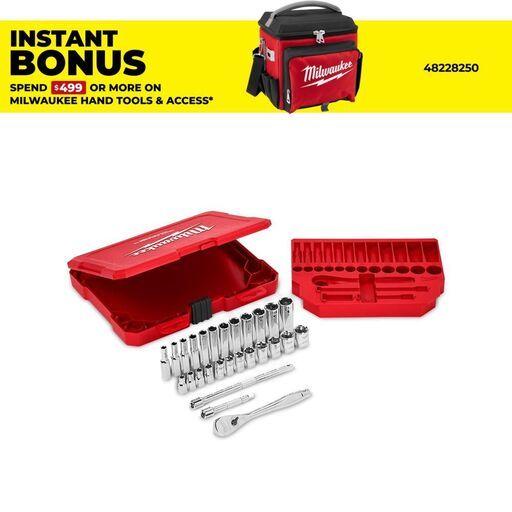 Milwaukee 48229504 28pce 1/4" Drive Ratchet & Socket (Metric) Set