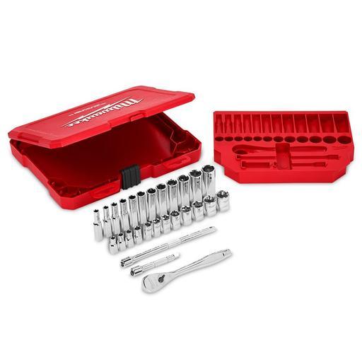 Milwaukee 48229504 28pce 1/4" Drive Ratchet & Socket (Metric) Set – image 2