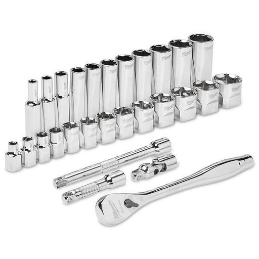 Milwaukee 48229408 28pce 3/8" Drive Ratchet & Socket SAE (Imperial) Set – image 4