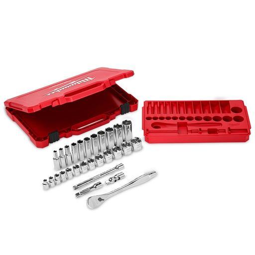 Milwaukee 48229408 28pce 3/8" Drive Ratchet & Socket SAE (Imperial) Set – image 2