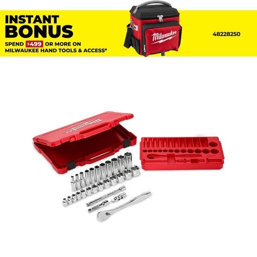 Milwaukee 48229408 28pce 3/8" Drive Ratchet & Socket SAE (Imperial) Set