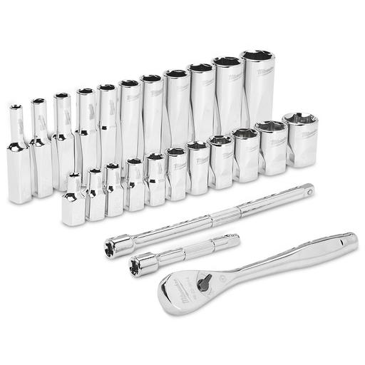 Milwaukee 48229404 26pce 1/4" Drive Ratchet & Socket SAE (Imperial) Set – image 4