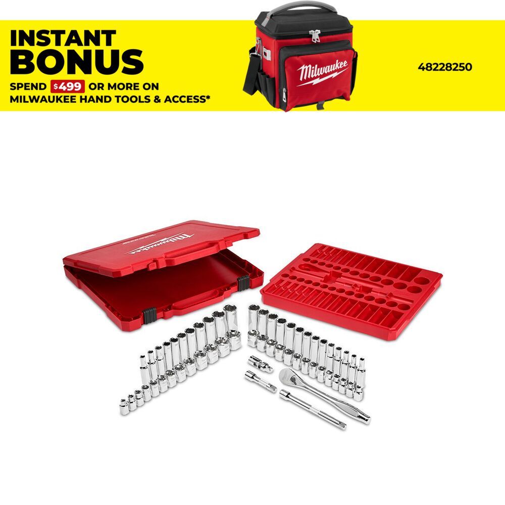 Milwaukee 48229008 56pce 3/8" Drive Ratchet & Socket SAE (Imperial & Metric) Set – image 1