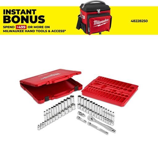 Milwaukee 48229008 56pce 3/8" Drive Ratchet & Socket SAE (Imperial & Metric) Set