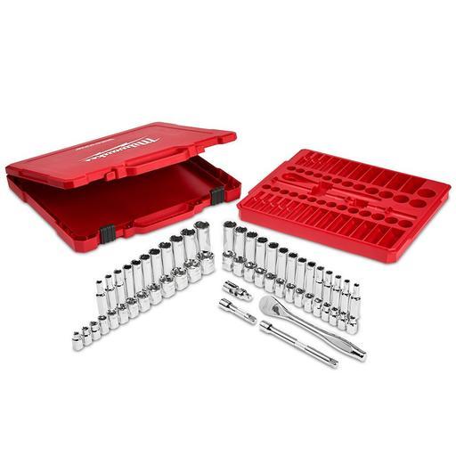 Milwaukee 48229008 56pce 3/8" Drive Ratchet & Socket SAE (Imperial & Metric) Set – image 2