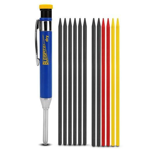 Bleispitz 13621416 Metal Dry Profi Deep Hole Marker with Mixed Refills - MADE IN EUROPE