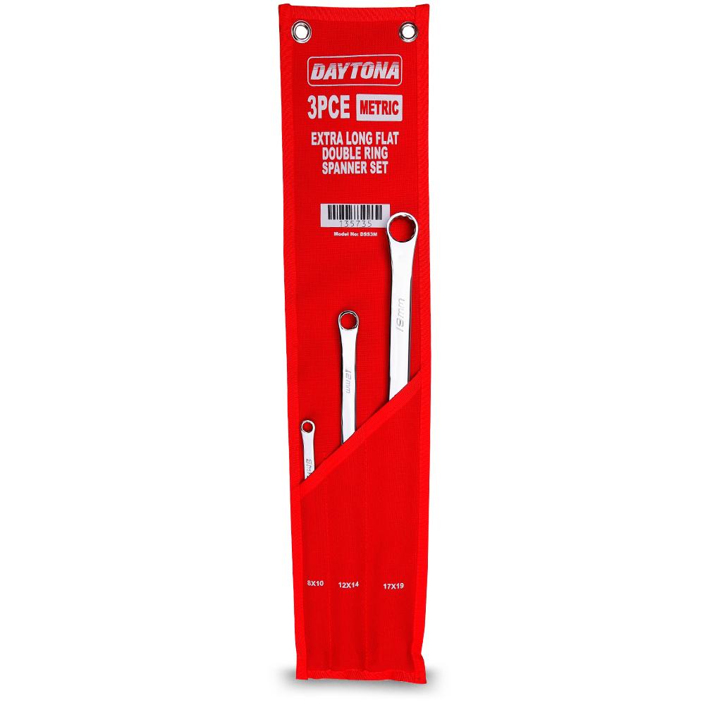 Daytona DSS3M 3pce Metric Extra Long Flat Double Ring Spanner Set – image 2