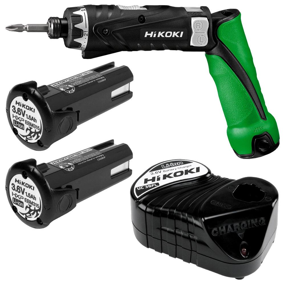 hitachi db3dl2 power cordless screwdriver kit 3.6 v 1.5 ah lithium ion battery