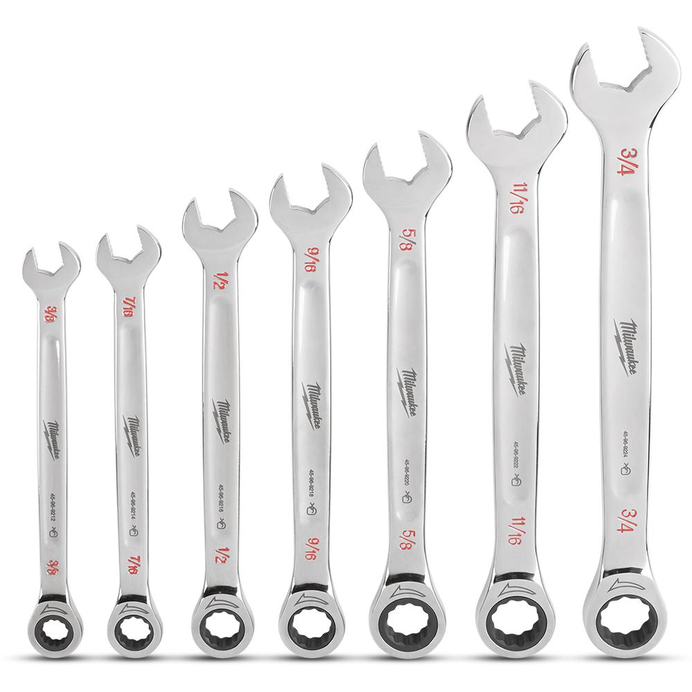 Milwaukee 48229406 7pce SAE Ratcheting Combination Wrench Set