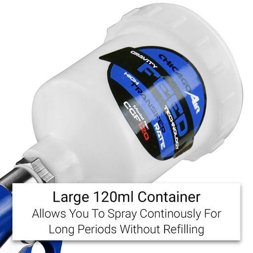 Chicago Air CGF120 120mL Gravity Feed Touch Up Air Spray Gun with 0.8mm Nozzle – image 4