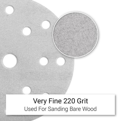 Primex 7388 100-Pack 150mm (6") 15 Hole Premium Aluminium Oxide 220 Grit Sanding Discs - MADE IN FRANCE – image 4