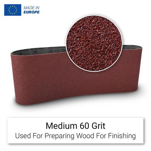 Primex 20871 5-Pack 100 x 610mm Premium Aluminium Oxide 60 Grit Sanding Belts - MADE IN EUROPE – image 2