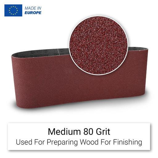Primex 20872 5-Pack 100 x 610mm Premium Aluminium Oxide 80 Grit Sanding Belts - MADE IN EUROPE – image 2