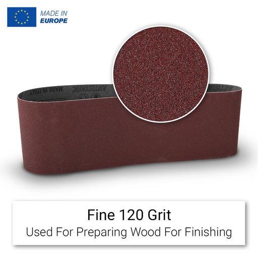 Primex 20864 5-Pack 75 x 610mm Premium Aluminium Oxide 120 Grit Sanding Belts - MADE IN EUROPE – image 2
