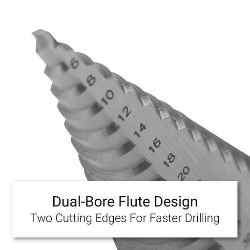 Xtorque XSDC03 3pce HSS Cobalt Metric Step Drill Straight Flute M42 Set – image 4