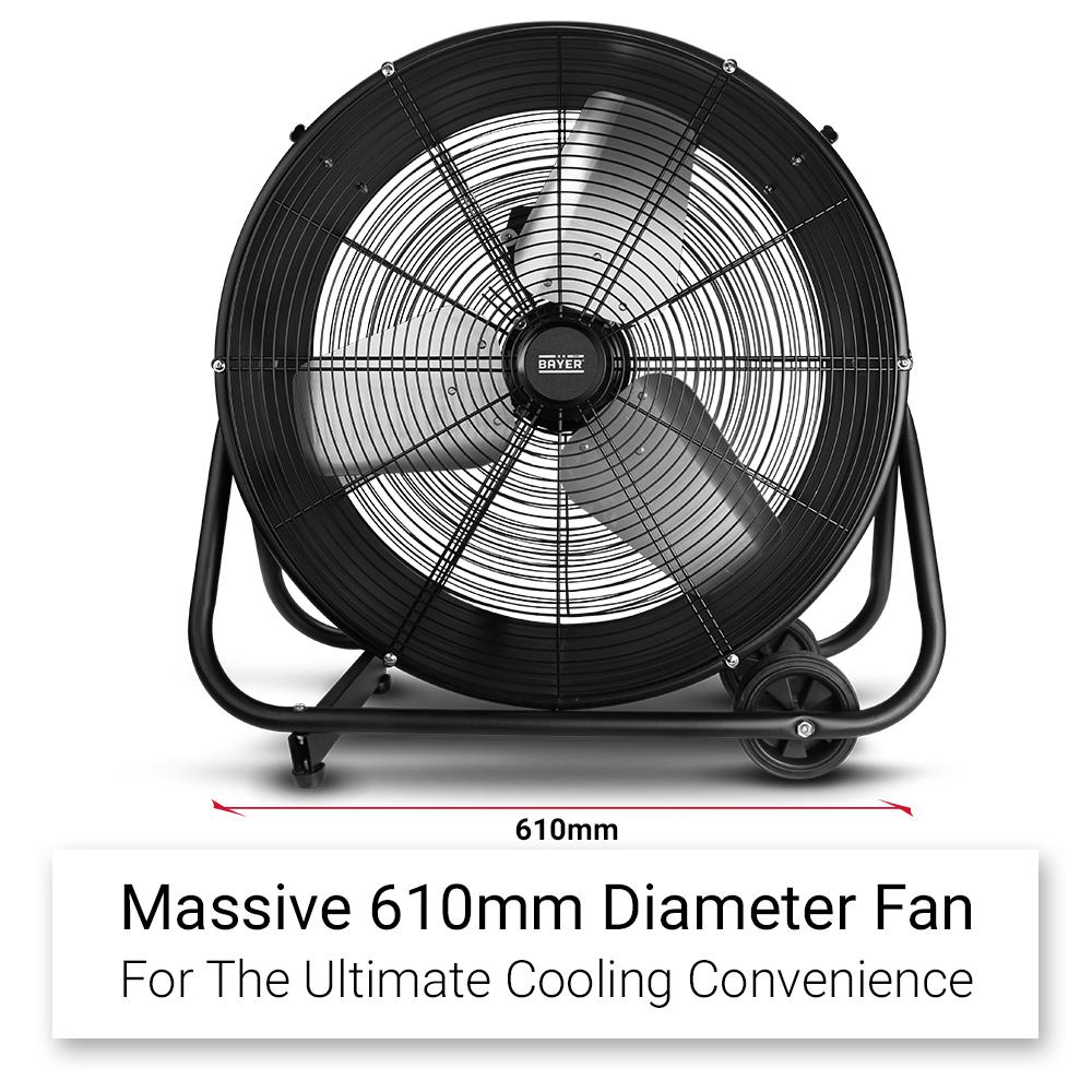 Bayer BDF150 250W 610mm (24") Heavy Duty Industrial Drum Floor Fan – image 4