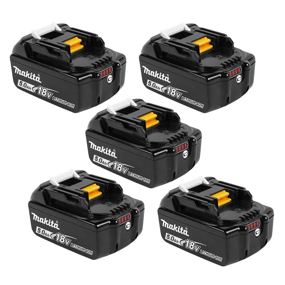 Makita BL1850B-LX5 5-Pack 18V 5.0Ah Li-ion Cordless Battery with Gauge