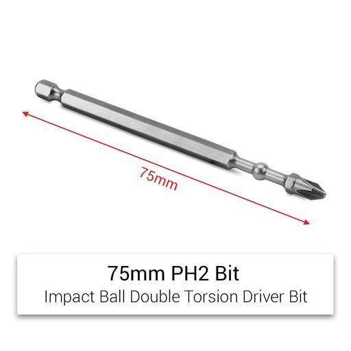 Xtorque XPH275 Platinum 5-Pack PH2 75mm Phillips Head Torsion Impact Ball Driver Bits - MADE IN JAPAN – image 3