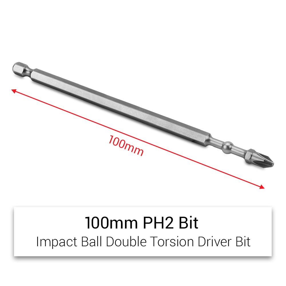 Xtorque XPH2100 Platinum 5-Pack PH2 100mm Phillips Head Torsion Impact Ball Driver Bits - MADE IN JAPAN – image 3
