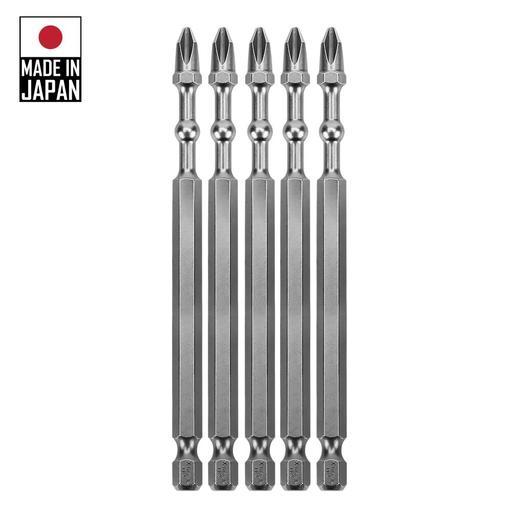 Xtorque XPH2100 Platinum 5-Pack PH2 100mm Phillips Head Torsion Impact Ball Driver Bits - MADE IN JAPAN – image 2