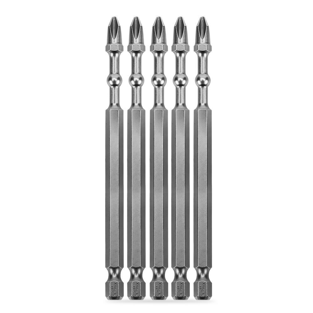 Xtorque XPH2100 Platinum 5-Pack PH2 100mm Phillips Head Torsion Impact Ball Driver Bits - MADE IN JAPAN – image 1
