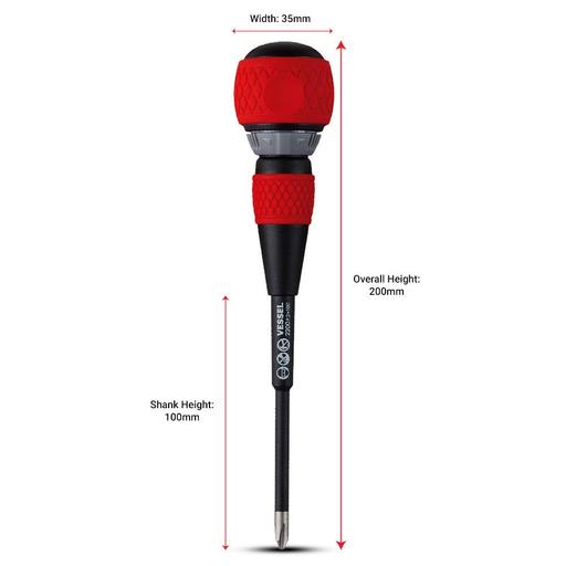 Vessel 2X100 Phillips PH2 x 100mm 36 Teeth Gear Ball Ratchet Screwdriver – image 2