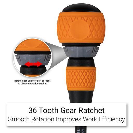 Vessel 6X100 Slotted 6mm x 100mm 36 Teeth Gear Ball Ratchet Flat Head Screwdriver – image 3
