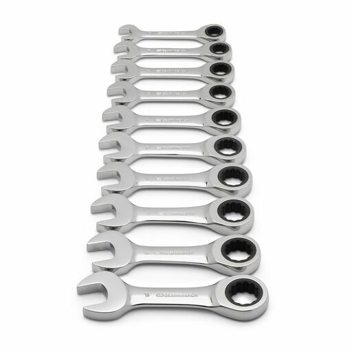 GEARWRENCH 9520D 10pce 12 Point Metric Stubby Combination Ratcheting Wrench Set – image 3