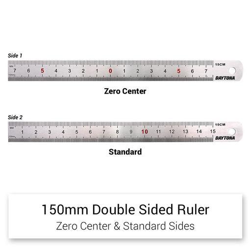 Daytona DRS150 150mm (6") Stainless Steel Double Sided Zero Center & Metric Ruler – image 3