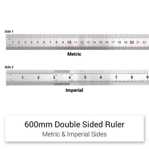 Daytona DMR600 600mm (24") Stainless Steel Double Sided Metric & Imperial Ruler – image 3