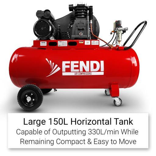 Fendi F30150L 3.0HP 150L Twin Piston Belt Driven Air Compressor – image 13
