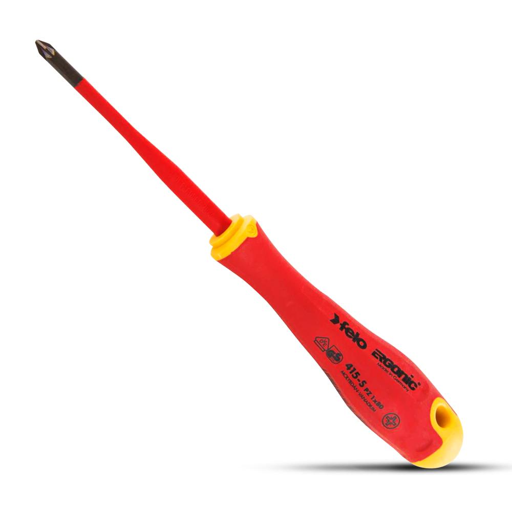 Felo 41519290 PZ1 x 80mm Pozi-Drive 1000V Ergonic Eslim Screwdriver – image 1