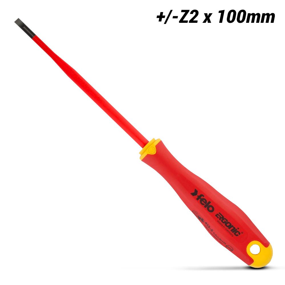 Felo 41729390 +/-Z2 x 100mm Phillips/Slotted 1000V Ergonic Eslim Screwdriver – image 1