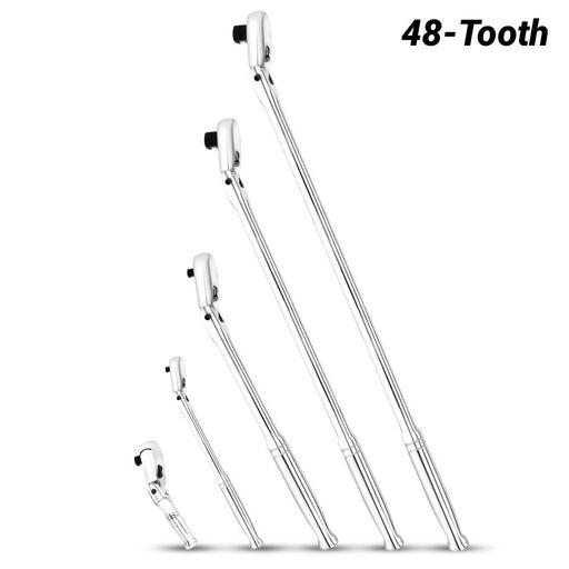 Daytona DFHRSET5 5 pce 1/4", 3/8" & 1/2" Drive 48T Flexible Head Reversible Ratchet Handle Set