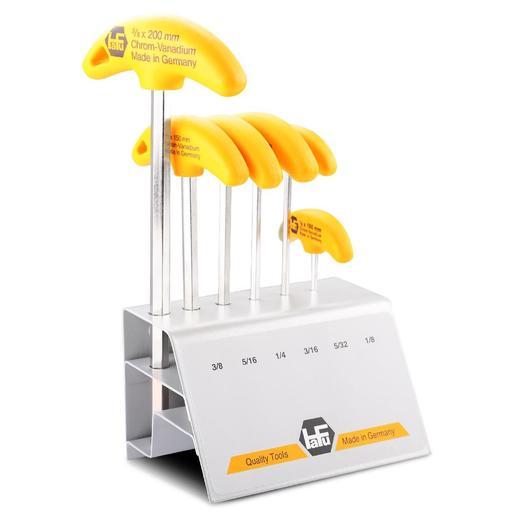 Hafu 421-268-52 6pce Imperial T-Handle Ballpoint Hex Key Wrench Set - MADE IN GERMANY