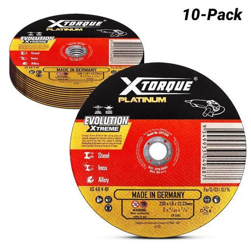 Xtorque XPFI230-10 Platinum 10-Pack 230mm (9") 1.9mm Flat Center Platinum Inox Cutting Disc - MADE IN GERMANY