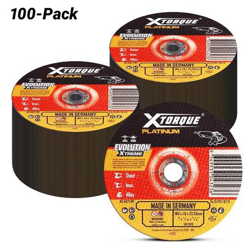 Xtorque XPI180D-100 Platinum 100-Pack 180mm (7") 1.6mm Platinum Inox Cutting Disc - MADE IN GERMANY