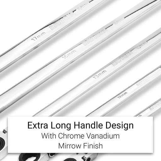 Daytona D5PFAS 5pce Metric Extra Long Flexible Ratcheting End Ring Spanner Set – image 4