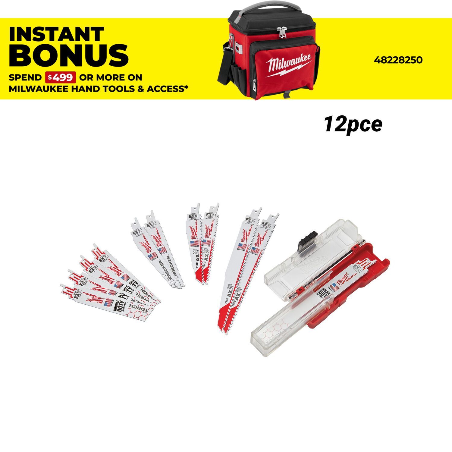 Milwaukee 49472229 (49222229) 12pce SAWZALL Demolition Reciprocating Saw Blades – image 1