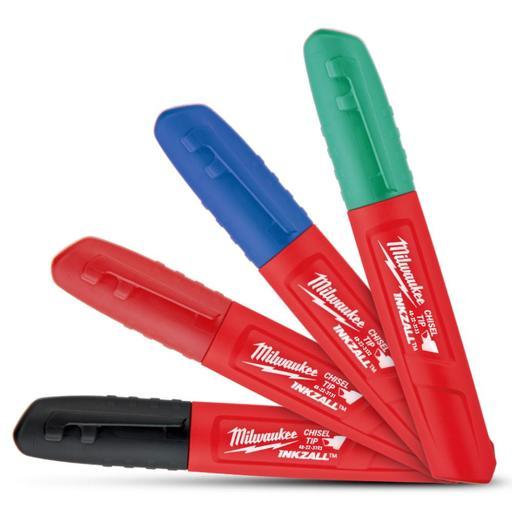 Milwaukee 48223109 INKZALL 4-Pack Chisel Tip Coloured Markers – image 2