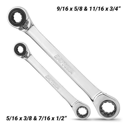 Daytona D241AF 2pce AF Imperial 4-In-1 72-Tooth Reversible Ratcheting Spanner Set