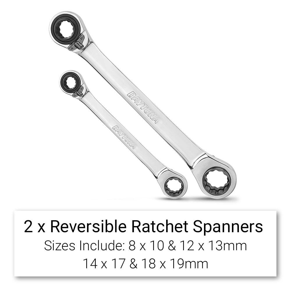 Daytona D241MS 2pce Metric 4-In-1 72-Tooth Reversible Ratcheting Spanner Set – image 3