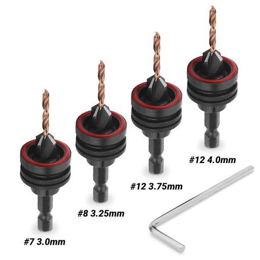Xtorque XWCSKT 4pce Low Friction M35 Cobalt HSS Drill Stop Countersink Bit Set