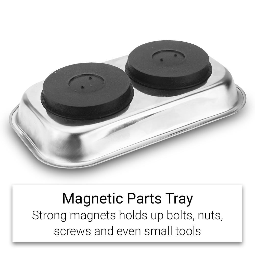 Daytona DRMSST 240mm Rectangular Double Magnetic Stainless Steel Parts Tray – image 2