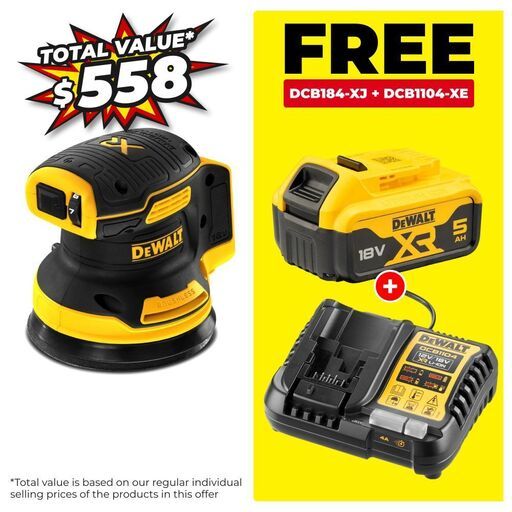 DeWalt DCW210N-XJ 18V XR Li-ion Cordless Brushless 125mm (5") Random Orbital Sander - Skin Only