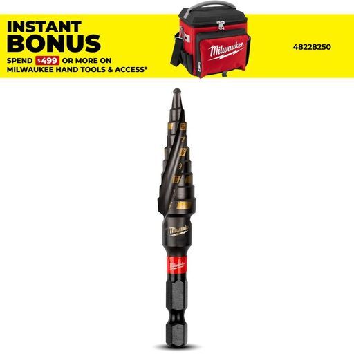 Milwaukee 48899261 Shockwave Metric 4-12mm 9 Hole Step Drill Bit